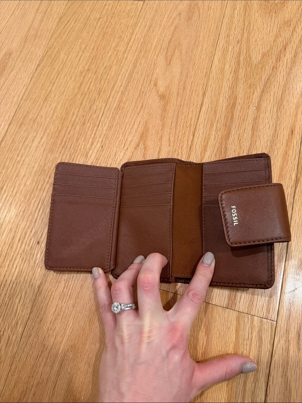 Fossil Brown Leather Tri Fold Wallet